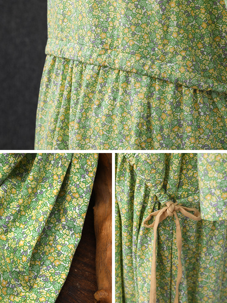 Summer Vintage Floral Cotton A-Line Dress