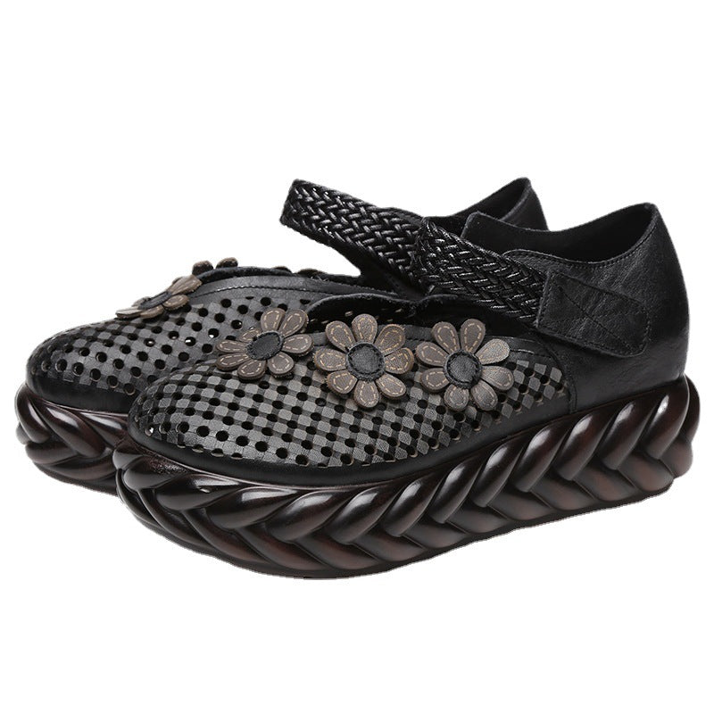 Summer Vintage Hollow Mesh Leather Sandals May 2022 New Arrival 