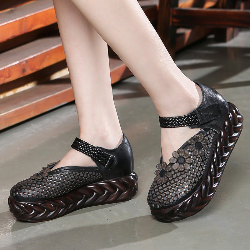 Summer Vintage Hollow Mesh Leather Sandals May 2022 New Arrival 
