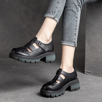 Summer Vintage Leather Hollow Velcro Casual Sandals May 2022 New Arrival 