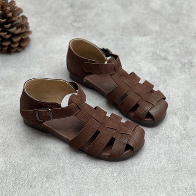 Summer Vintage Strappy Leather Handmade Casual Sandals May 2022 New Arrival 
