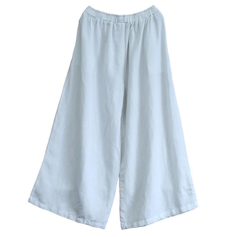 Summer White Cotton Straight Wide Leg Pants 2019 Jun New 