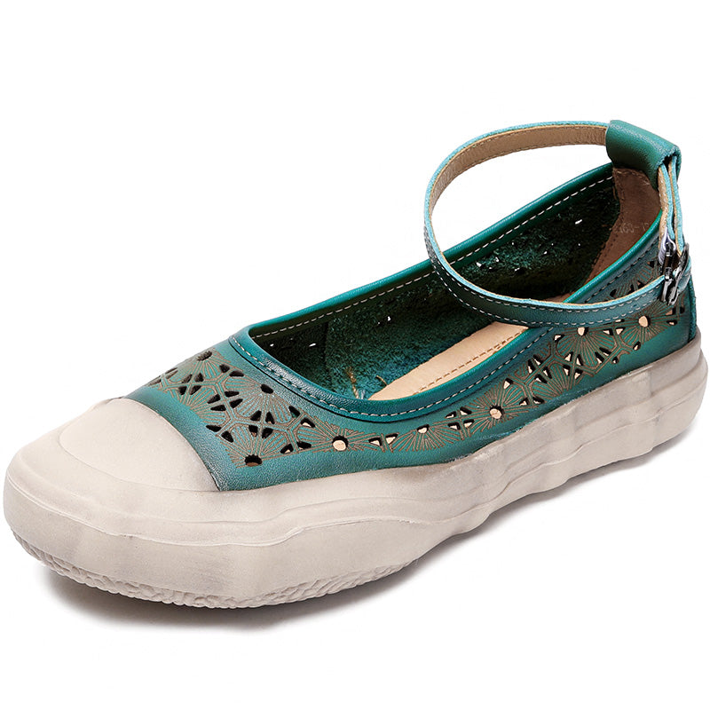 Summer Women Hollow Soft Leather Casual Shoes