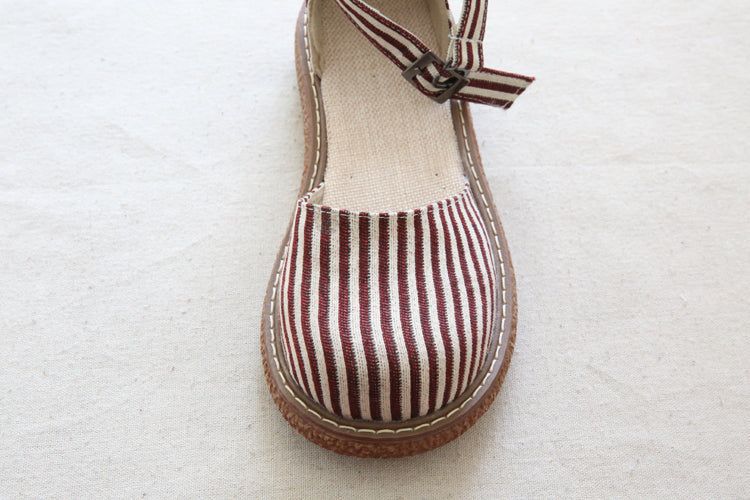Summer Women Retro Stripe Canvas Sandals Jun 2022 New Arrival 