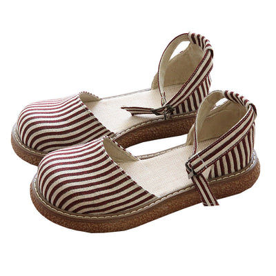 Summer Women Retro Stripe Canvas Sandals