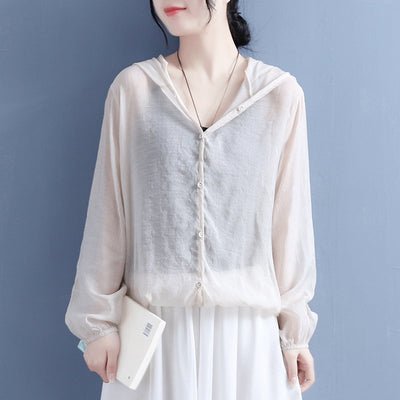 Summer Women Ultra-Thin Sun Protection Cotton Hoodie May 2022 New Arrival One Size Apricot 