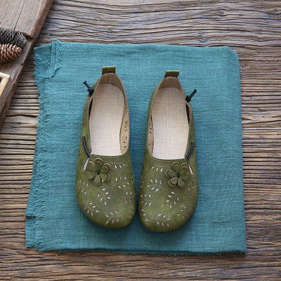 Summer Women Vintage Soft Hollow Out Casual Shoes Jun 2022 New Arrival 35 Green 