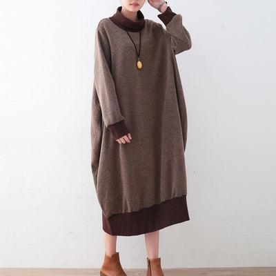 Thickened Cotton High-Necked Sweater Dress