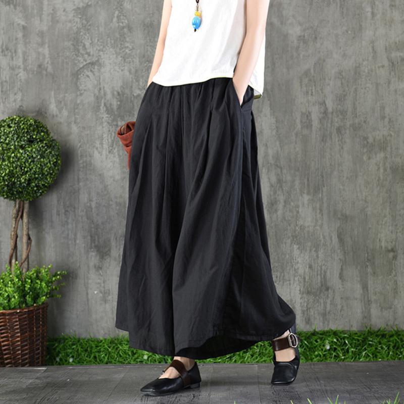 Thin Linen Summer Ankle Length Pants 2019 March New One Size Black 