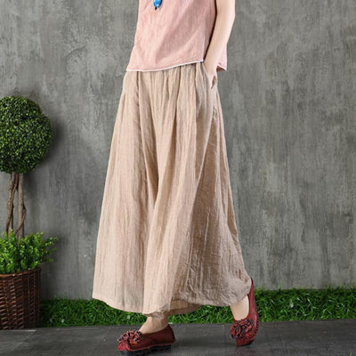 Thin Linen Summer Ankle Length Pants 2019 March New One Size Coffee 