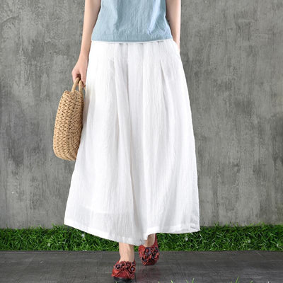 Thin Linen Summer Ankle Length Pants 2019 March New One Size White 
