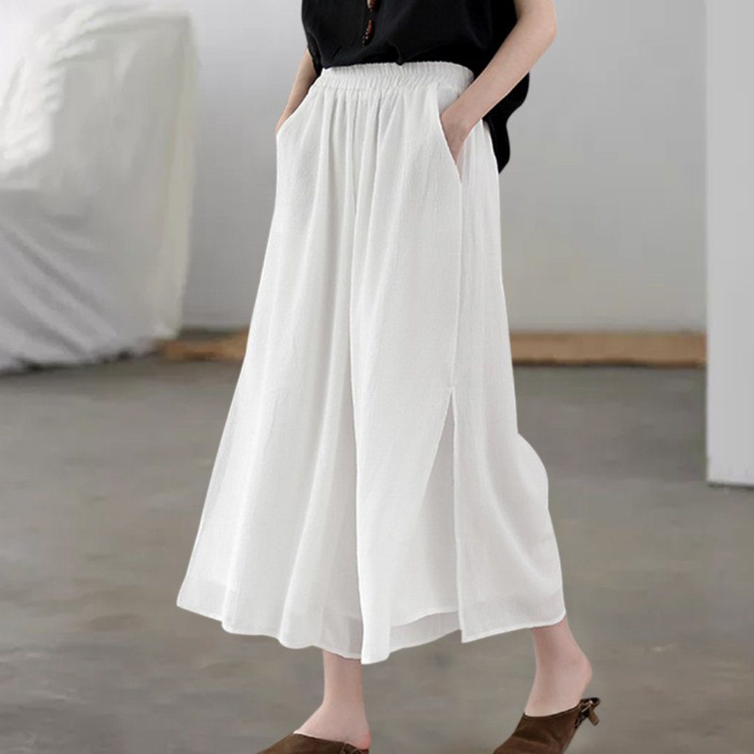 Tiered Chiffon Pants For Summer Outfits May 2020-New Arrival One Size White 