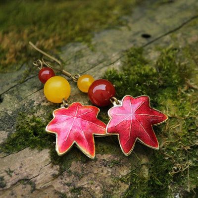 Vintage Boho Style Maple Leaf Earrings
