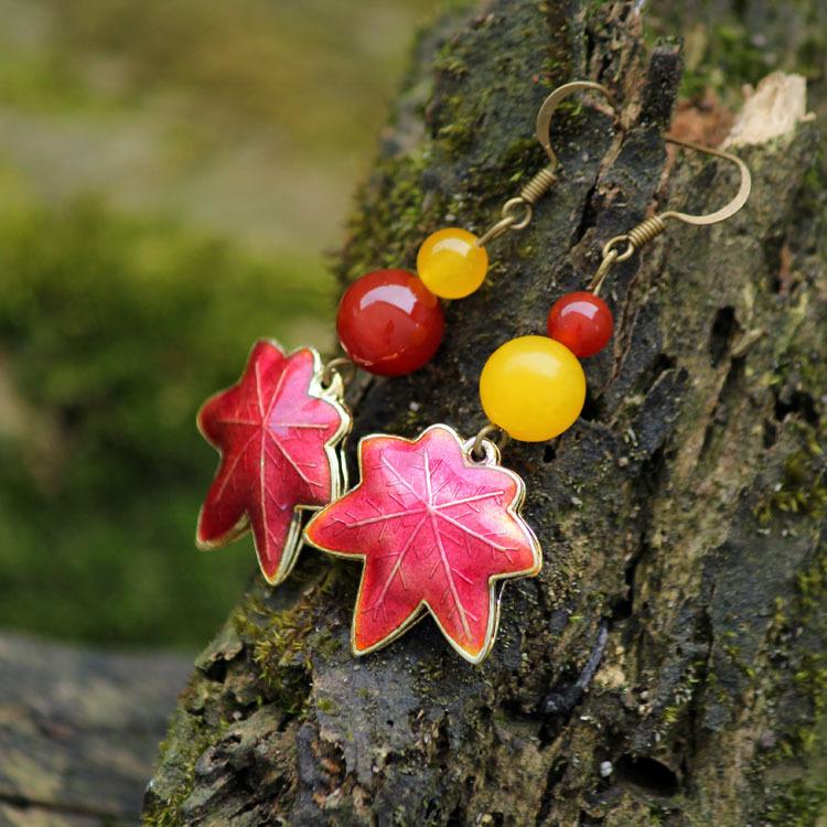 Vintage Boho Style Maple Leaf Earrings