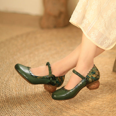 Vintage Color Matching Women Casual Leather Loafers