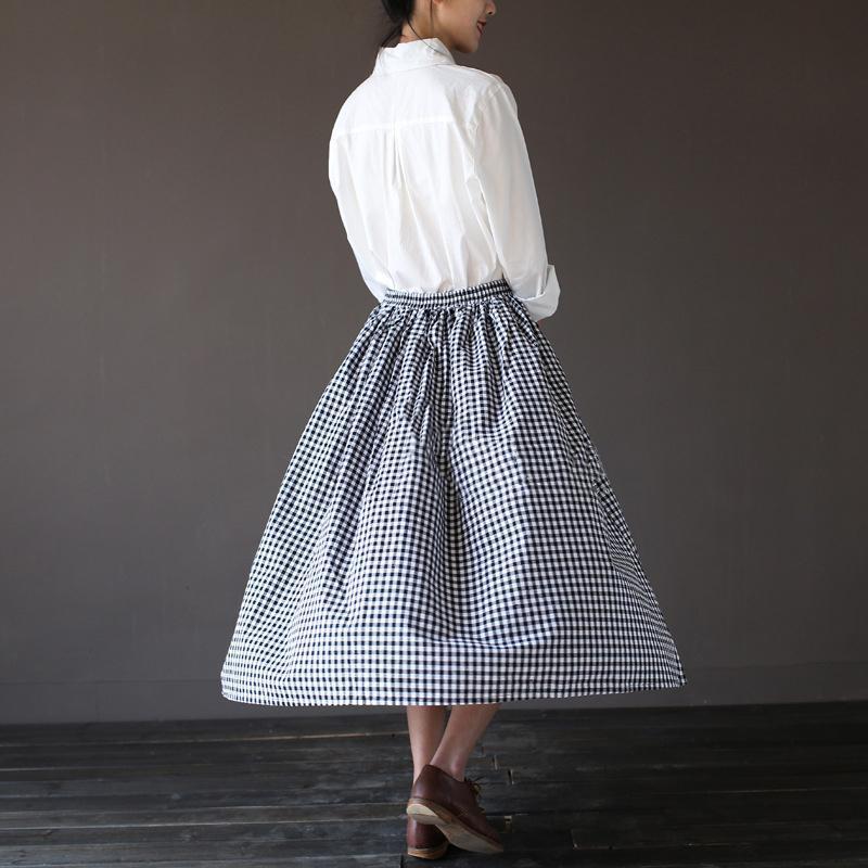 Vintage Cotton Plaid Loose Women Skirt 2019 April New 