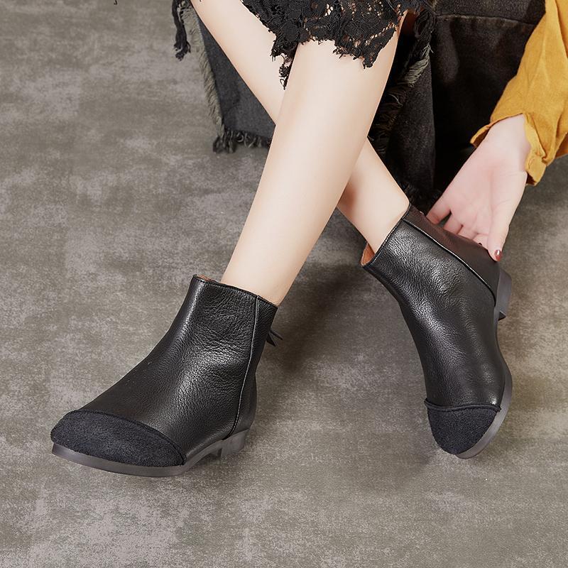 Vintage Ethnic Leather Soft Bottom Casual Boots