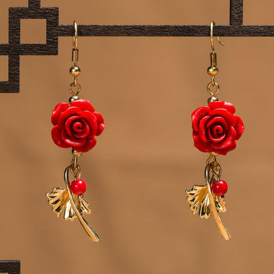 Vintage Ethnic Style Rose Alloy Handmade Earrings