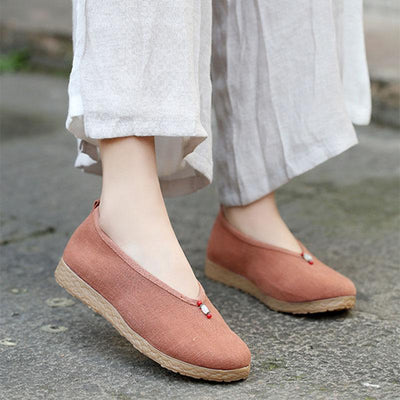 Vintage Flat Cotton Line Canvas Casual Shoes Aug 2021 New-Arrival 35 Red 