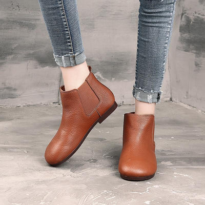 Vintage Handmade Short Boots Flat Literary Cotton Boots 2019 March New 35 Coffee 