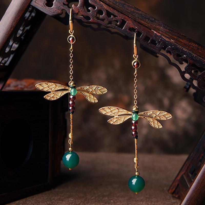 Vintage Irregular Ethnic Dragonfly Women Earrings Jewelry One Size Two Dragonfly 