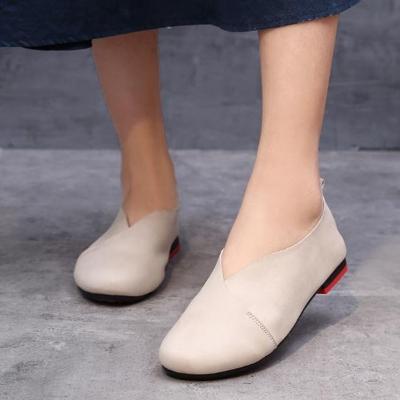 Vintage Leather Casual Flat Comfortable Soft Bottom Shoes 2019 May New 