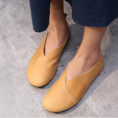 Vintage Leather Casual Flat Comfortable Soft Bottom Shoes 2019 May New 