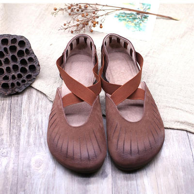 Vintage Leather Hollow Soft Bottom Women Sandals 2019 May New 