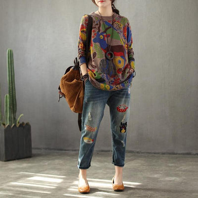 Vintage Loose Animal Pattern Print Blouse 2019 March New 