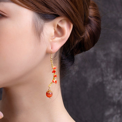 Vintage Palace Style Red Ginkgo Leaf Earrings Dec 2021 New Arrival 