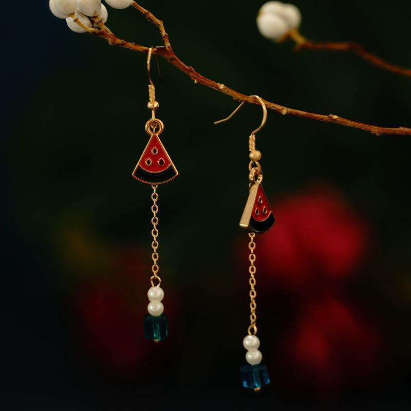 Vintage Pearl Long Earrings Ethnic Style Jewelry