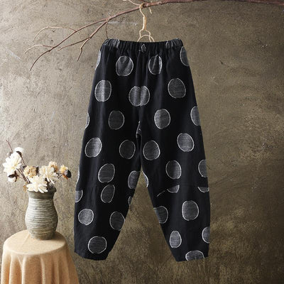 Vintage Spring And Autumn Cotton Linen Casual Women Harem Pants 2019 March New One Size Black 