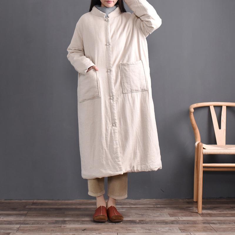 Vintage Stand Collar Loose Winter Cotton Coat - Babakud
