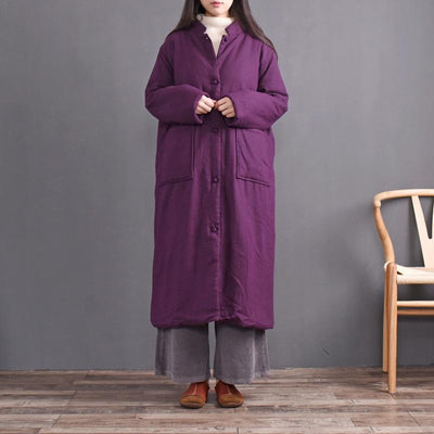 Vintage Stand Collar Loose Winter Cotton Coat - Babakud