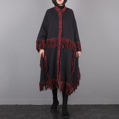 Vintage Tassel Cloak Women Fashion Windbreaker Dec 2020-New Arrival One Size Red 