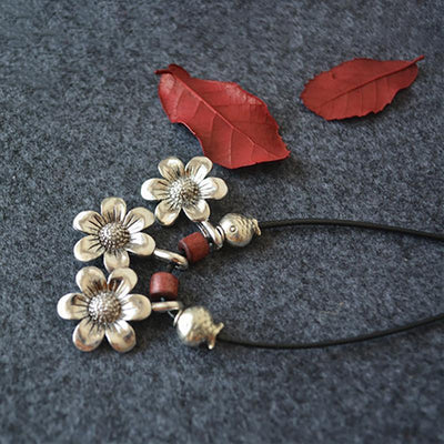 Vintage Wood Beads Indie FolkAlloy Necklace 
