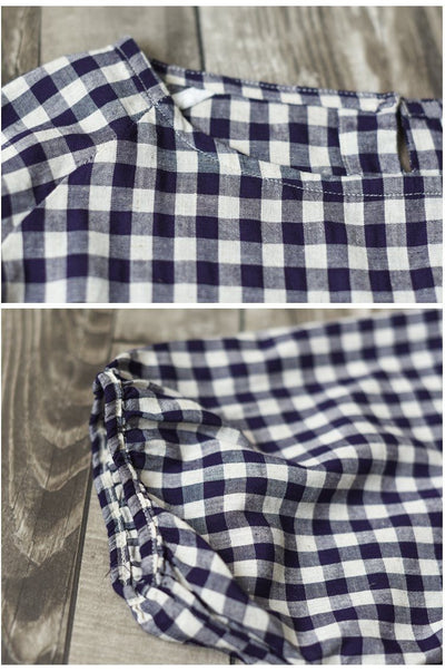 Vintage Woven Plaid Linen Shirt