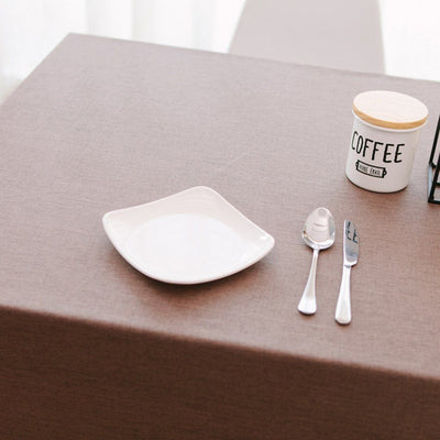 Waterproof Linen Rectangle Solid Tablecloth Anti-scalding Tableware Home Linen 90*90cm Coffee 