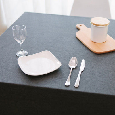 Waterproof Linen Rectangle Solid Tablecloth Anti-scalding Tableware Home Linen 90*90cm Deep Gray 