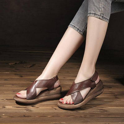 Wedge Velcro Retro Fashion Non-Slip Leather Sandals July 2020-New Arrival 