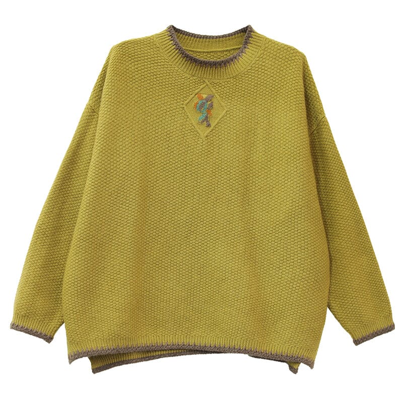 Winter Casual Embroidery Knitted Patchwork Sweater Dec 2022 New Arrival 