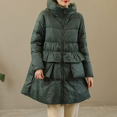 Winter Casual Extra Thick Hoodie Warm Down Coat Nov 2022 New Arrival M Green 