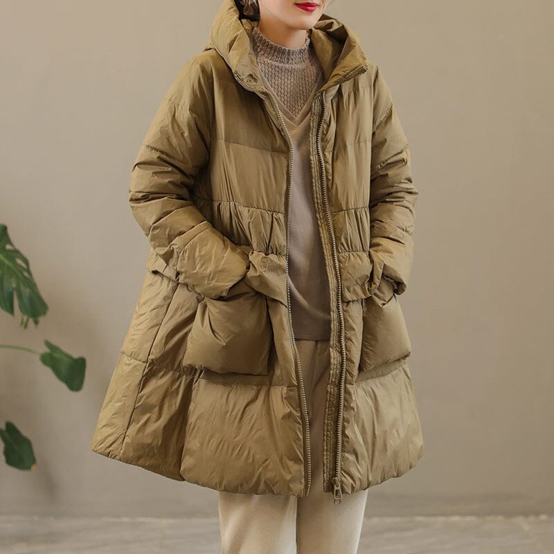 Winter Casual Extra Thick Hoodie Warm Down Coat Nov 2022 New Arrival M Khaki 