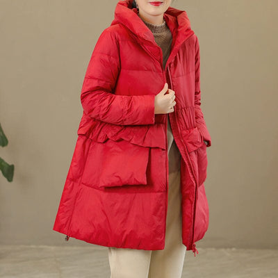 Winter Casual Extra Thick Hoodie Warm Down Coat Nov 2022 New Arrival M Red 