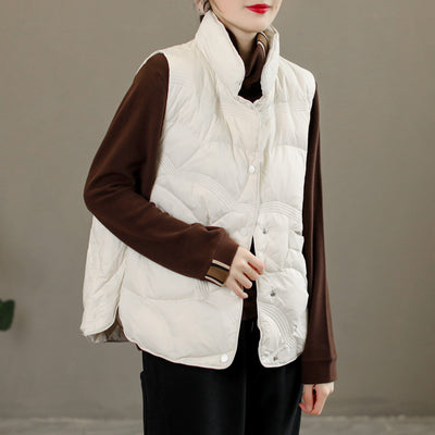 Winter Casual Loose Solid Down Vest Dec 2022 New Arrival M White 