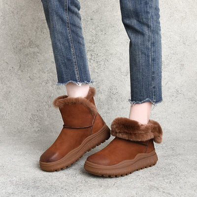 Winter Casual Woolen Leather Snow Boots Nov 2022 New Arrival 35 Brown 