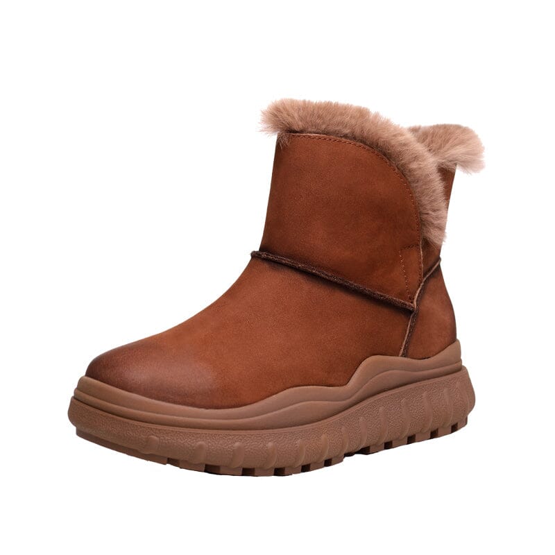 Winter Casual Woolen Leather Snow Boots