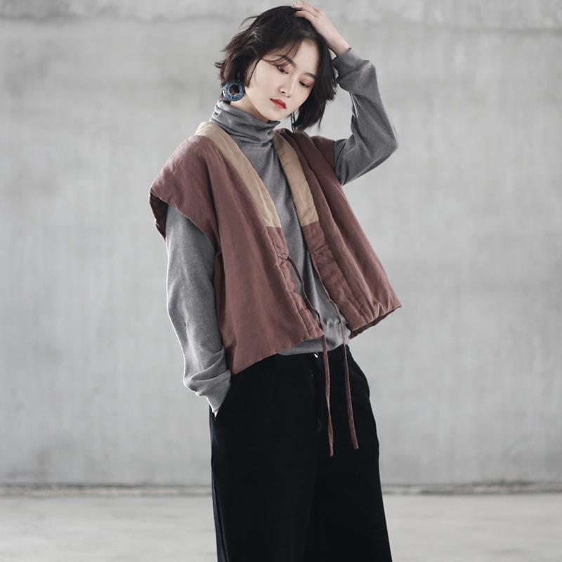 Winter Chinese Retro Lace-up Vest For Women