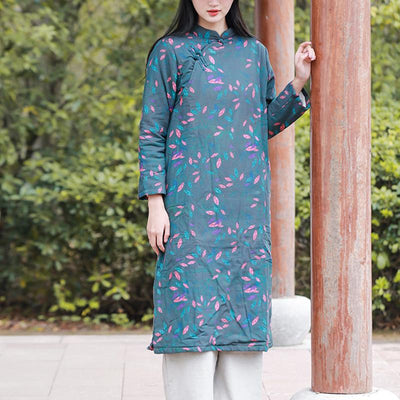 Winter Cotton Padded Ethnic Retro Linen Dress