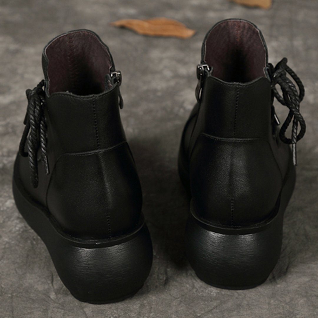 Winter Ethnic Style Retro Soft Bottom Leather Boots - Babakud